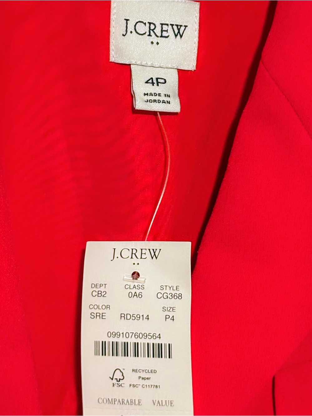 NWT J. Crew Women's Classic Tailored Statement Blazer Size 4P Red - Picture 3 of 4